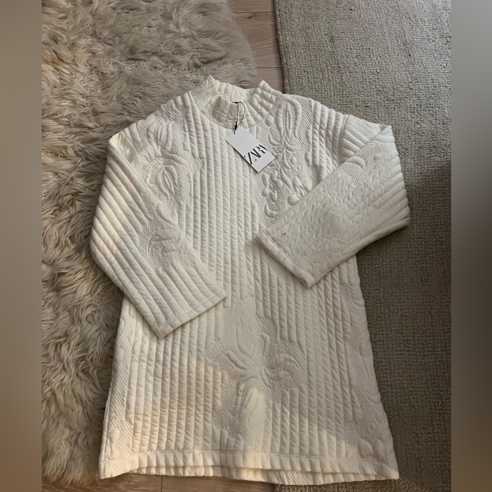 Zara White Textured Mini Dress